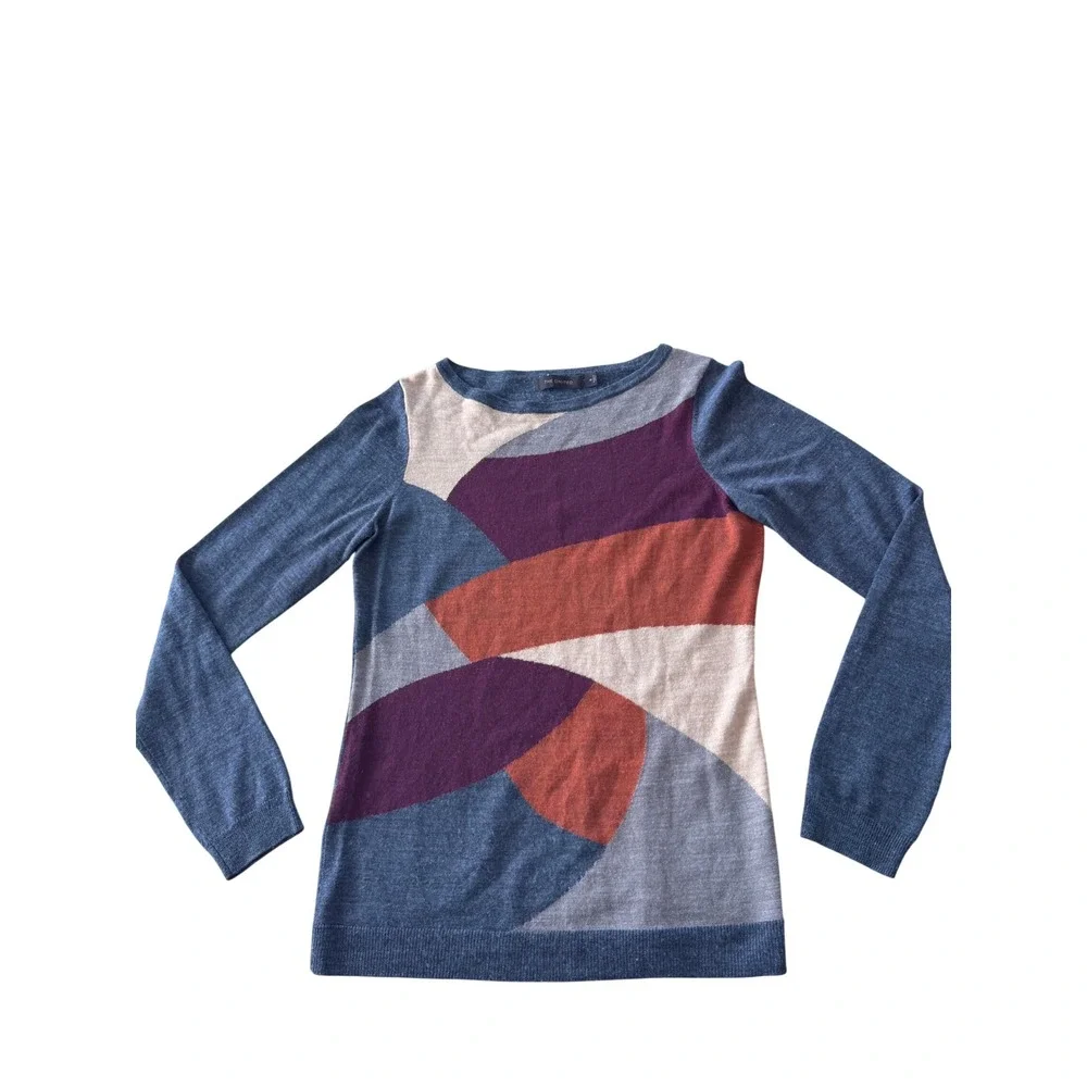 Limited Abstract Colorblock Merino Wool Blend Sweater Womens Medium‎ Geometric